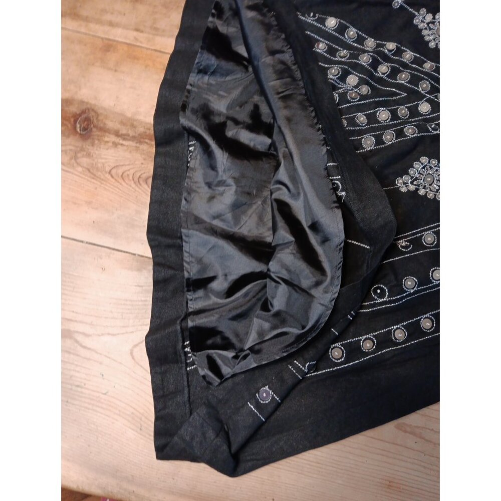 Carole Little Midi Skirt Womens 10 Black Mirror Boho Gypsy Whimsigoth Embroidery - Picture 7 of 7